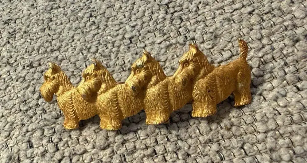 Vintage Gold Tone Textured Scottish Terrier Dog Hair Clip Barrette